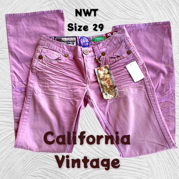 california Vintage Denim - HP🎉NWT VTG pink boho👖w/cross stitch back pockets